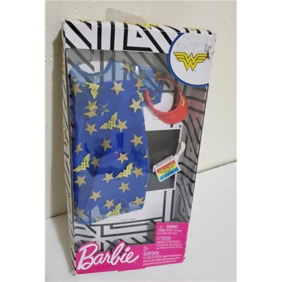 Mattel Barbie DC Comics Wonder Woman Fashion Pack Blue Dress Gold Stars - Picture 2 of 5